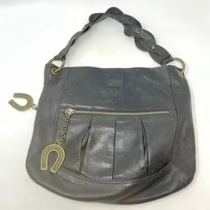 Betsy Johnson Vintage‎ Black Vegan Leather Western Horseshoe Shoulder Bag thumbnail 12