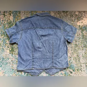 Vintage Liz Claiborne Liz Wear denim button down fitted top, size medium thumbnail 5