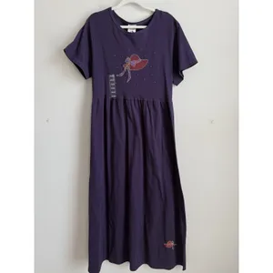 Vtg Cactus Bay By‎ Lynee Dress Women's XL Purple Red Hat Society Maxi USA NEW thumbnail 6