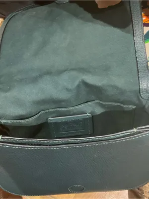 COACH Forest Green Saddle Pebbled Leather Crossbody Bag thumbnail 7