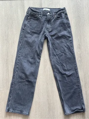 Abercrombie & Fitch Baggy Low Rise Jeans Gray Size 24 Short Distressed Hem thumbnail 4