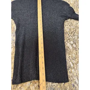Nancy Yang black ribbed mock neck sweater Studded Size XS Black Multi thumbnail 6