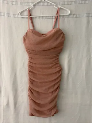 Inspired Hearts Pink Sparkly Ruched Draped Bust Women’s Mini Dress size M(E73) thumbnail 3
