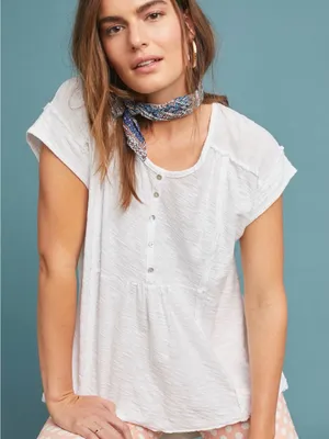 Anthropologie Julie Henley Top White Medium thumbnail 1