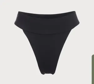 Berlook Black Back Tie Top and Black Ribbed High Cut Wide Waistband BottOM 10 thumbnail 6