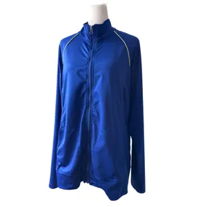 Danskin Royal Blue Collared Full Zip Track Jacket w/ Yellow Contrast Piping thumbnail 3