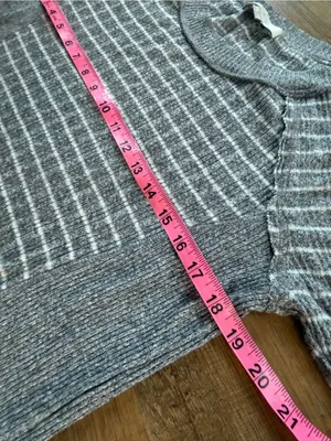 Anthropologie Eri + Ali Gray Striped Scoop Neck Sweater Medium thumbnail 5