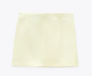 ZARA 🦙📦 linen blend mink skirt Medium Pale yellow thumbnail 4