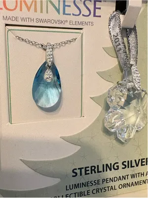 LUMINESSE Sterling Silver Necklace & Swarovski Crystal Ornament Set NIB thumbnail 3
