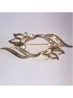 Angel Brand Elegant Gold Tone Rhinestone Brooch thumbnail 4