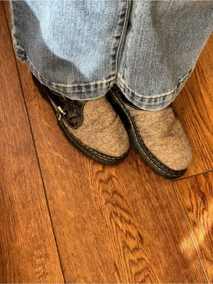 Double-H Boots Wool and Leather Slip On Mules thumbnail 7