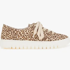 Kensie Vicky Sneaker Leopard Print Shoes 7.5 Cream Tan NIB thumbnail 2