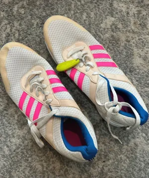 adidas Women White Sneakers with Pink Stripes and Blue Collar thumbnail 1