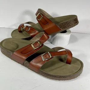 Madden Girl Women's Bryceee Footbed Sandals - Cognac Brown - Size 11M thumbnail 1