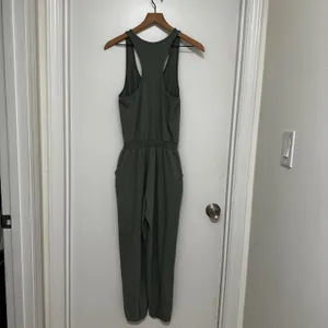 Aerie | Women's Olive Green Smocked Racerback Jogger Jumpsuit, Size XS thumbnail 4