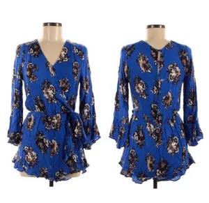 Anthropologie blue floral romper thumbnail 4