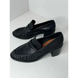 Aquatalia Josette Black Nappa Leather Heeled Loafers Moccasins Size 11 thumbnail 2