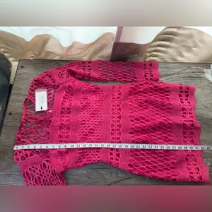 Anthropologie Endless Rose LONG SLEEVE CROCHET MINI‎ DRESS size large NWT thumbnail 7