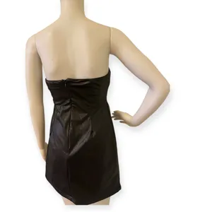 FashioNova Elegant Black Faux Leather Strapless Dress thumbnail 2