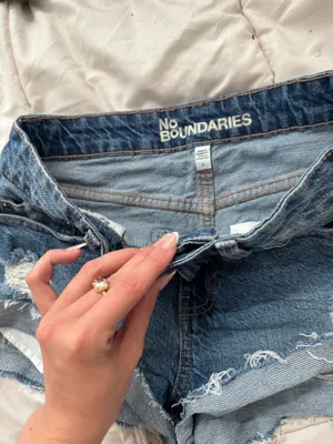 No Boundaries Dark blue ripped blue jean shorts thumbnail 2
