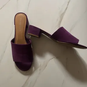 Rampage Purple suede mules wide heel thumbnail 2