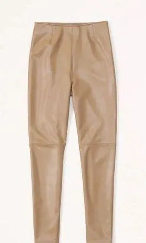 Abercrombie Classic Vegan Leather Leggings NWT Sz S short in Camel thumbnail 2