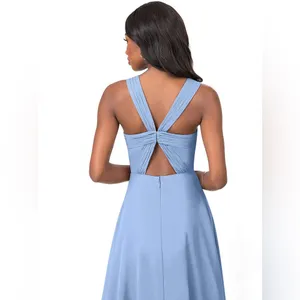 Azazie Jane Bridesmaids Dress, Steel Blue color, Size 4 thumbnail 4