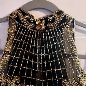 Ted LapidusBlack and Gold Strapless High Neck All Over Beaded Evening Gown Dress thumbnail 4