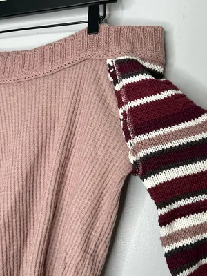 Altar’d State Samantha Waffle Sweater Sleeve Top Pink and Burgundy Size M thumbnail 5