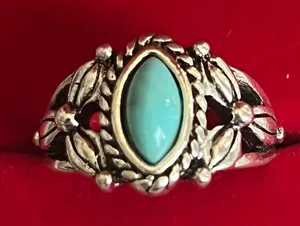 Vintage/Boho Design Faux Turquoise Stainless Steel Silver Ring Size 8 NWT thumbnail 1
