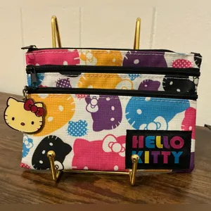 Sanrio Vintage 2007 Zip Hello Kitty Nylon Pencil Pouch Organizational Small Bag thumbnail 1