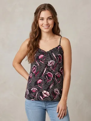 Daniel Rainn Anthropologie Floral Eyelet Cami Tank Top Black Pink Size Small S thumbnail 15