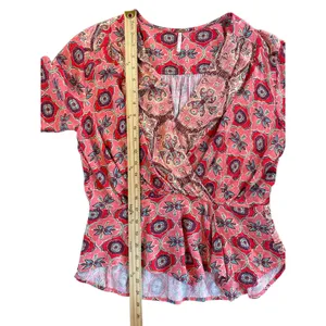 Free People NWT Hibiscus Falling For You Blouse Boho Wrap‎ Top Size M thumbnail 6