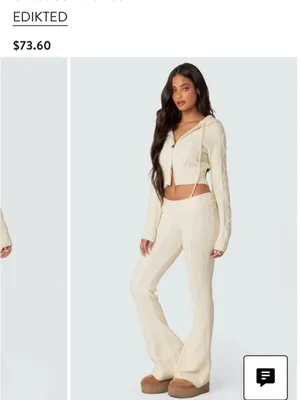 Edikted Ray Cable Stitch Knit Flare Sweater Pants thumbnail 6