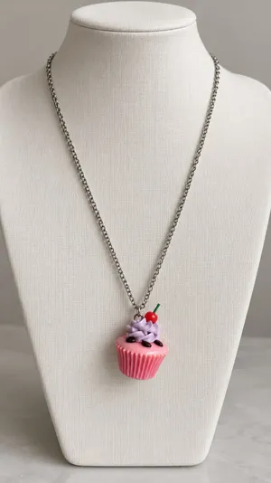 Cupcake Charm Necklace Pink thumbnail 1