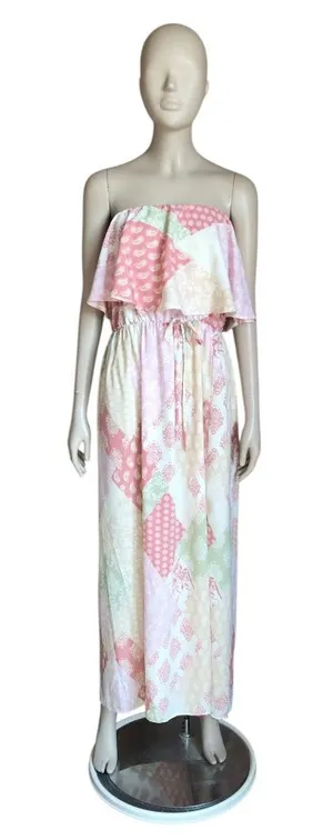 Ces Femme White, Pink and Green Patterned Maxi Dress thumbnail 1