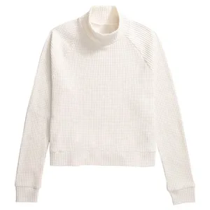 The North Face Mock Neck Chabot Waffle Knit Pullover Women's Small White Granola thumbnail 6