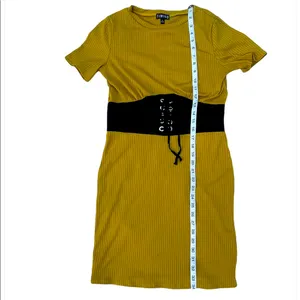 Timing Mustard Yellow Dress with Black Belt Built-In thumbnail 5