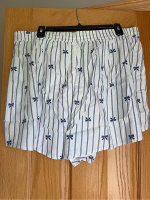 Aerie Flannel Girl Boxer Pajama Lounge Shorts Striped Bow Print NWT Size XXL thumbnail 5