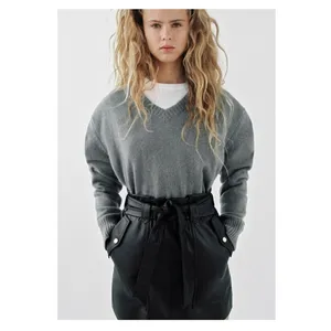 ZARA Faux Leather‎ Belted Mini Skirt Women's Size M Black Moto Chic thumbnail 7