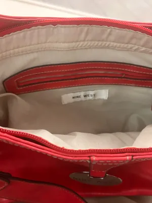 Nine West Vibrant Red Leather Shoulder Tote thumbnail 5