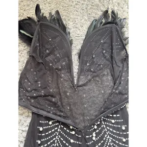 Beaded Pearl Sheer Feather Bust Dress Size Small Stretchy Bodycon Night Out thumbnail 12
