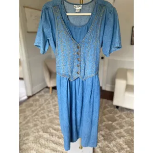 Vintage Friday Wear 100 Cotton Vest Embroidered Cottagecore Boho Prairie Western thumbnail 2