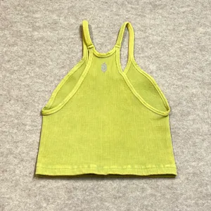 Free People Movement Happiness Runs Crop Top Lime Green Ribbed Seamless XS/S GUC thumbnail 3