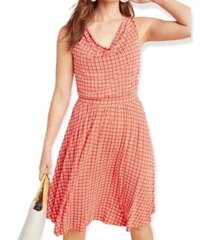 Maeve Anthropologie Medium Orange Floral Cowl Midi Jersey Dress boho cottage re thumbnail 1