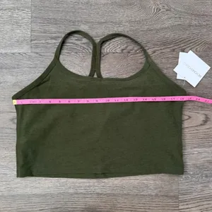 Beyond Yoga Spacedye Slim Racerback Cropped Tank Army Green Heather Size XXL NWT thumbnail 6
