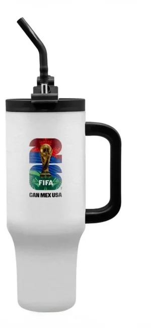 FIFA nwt World Cup 2026 White Tumbler with Handle 40 oz stainless steel thumbnail 1