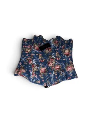 Beautiful Blue & Pink Floral corset L thumbnail 2