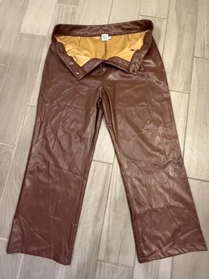 Princess Polly Brown Faux Leather Straight-Leg Pants thumbnail 3