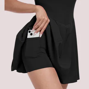 NWT Athletic Pleated Summer Mini Dress w/ Built In Shorts -‎ Small thumbnail 5